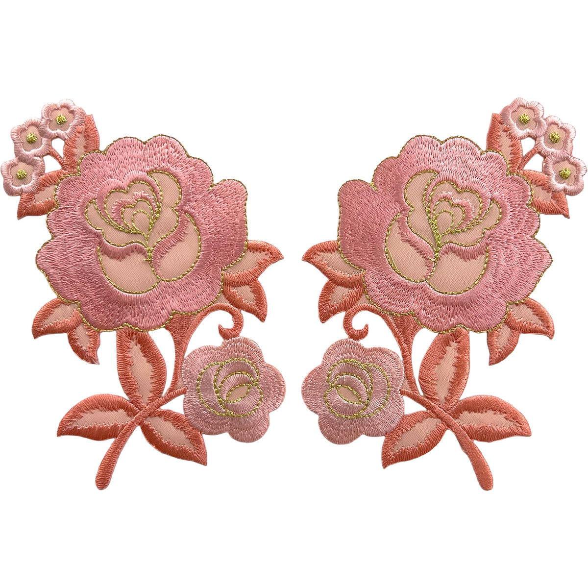 Pair of Pink Flower Patches Iron Sew On Dress T Shirt Crafts Flowers Patch Badge
