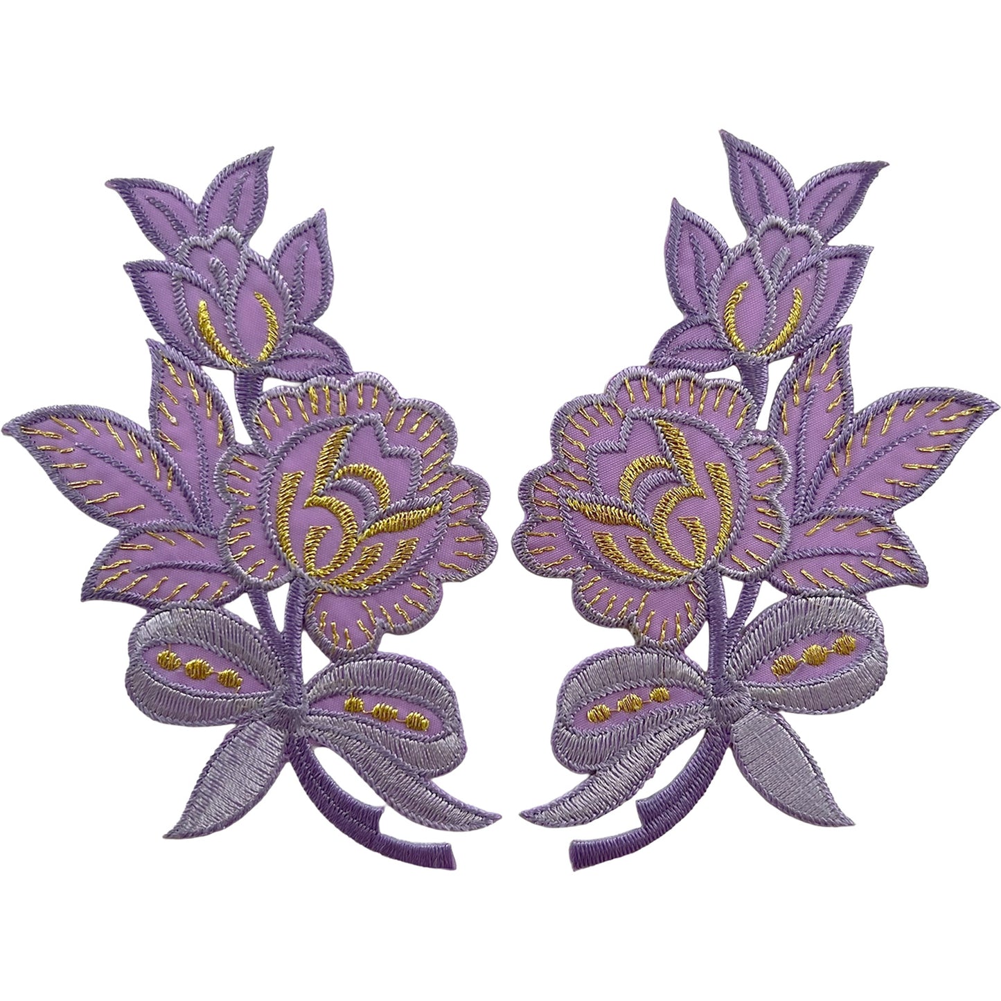 Pair of Lavender Purple Flower Patches Iron Sew On Clothes Flowers Patch Badge
