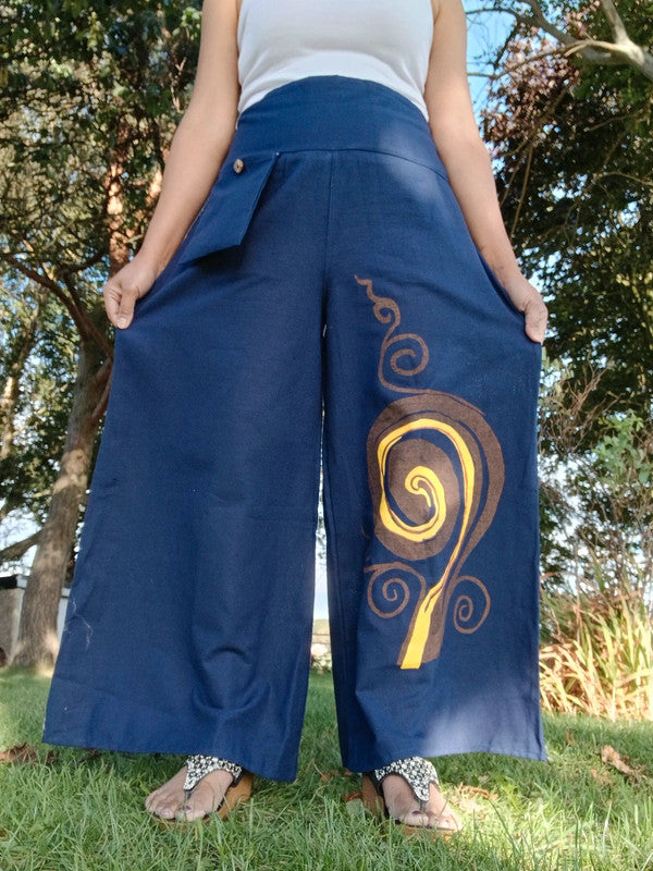 Navy Blue Bohemian Hippy Palazzo Harem Pants Women’s Wide Leg Hippie Trousers