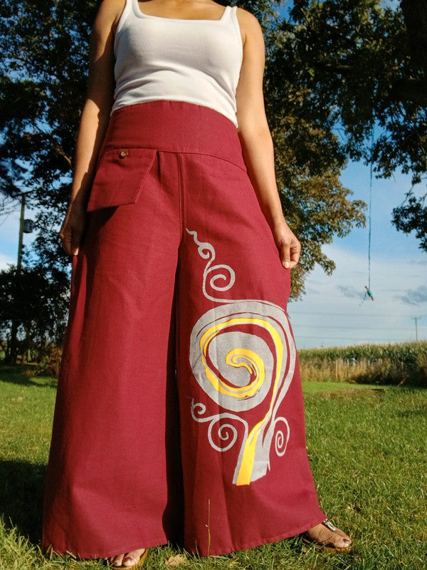 Red Baggy Bohemian Palazzo Harem Pants Ladies Womens Wide Leg Hippie Trousers