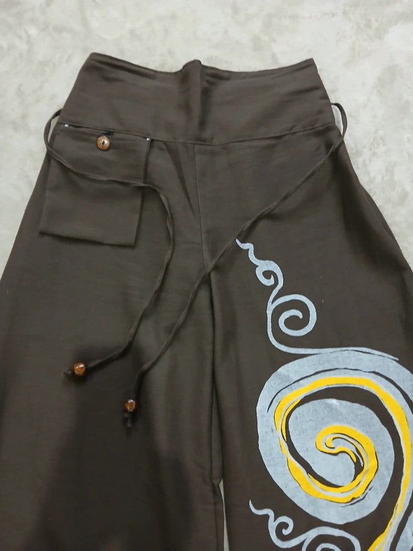 Brown Baggy Bohemian Palazzo Harem Pants Womens Wide Leg Hippie Boho Trousers