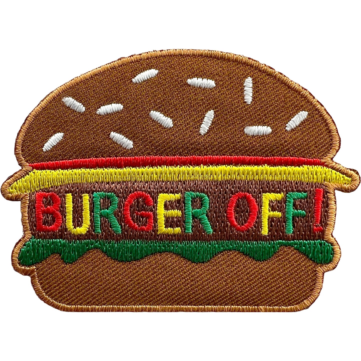 Burger Off Patch Iron Sew On T Shirt Cap Denim Jacket Hamburger Embroidery Badge