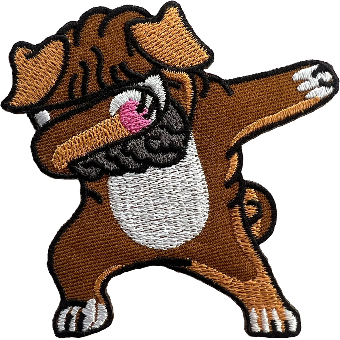 Pug Dab Dance Patch Iron Sew On T Shirt Clothing Jacket Bag Dog Embroidery Badge