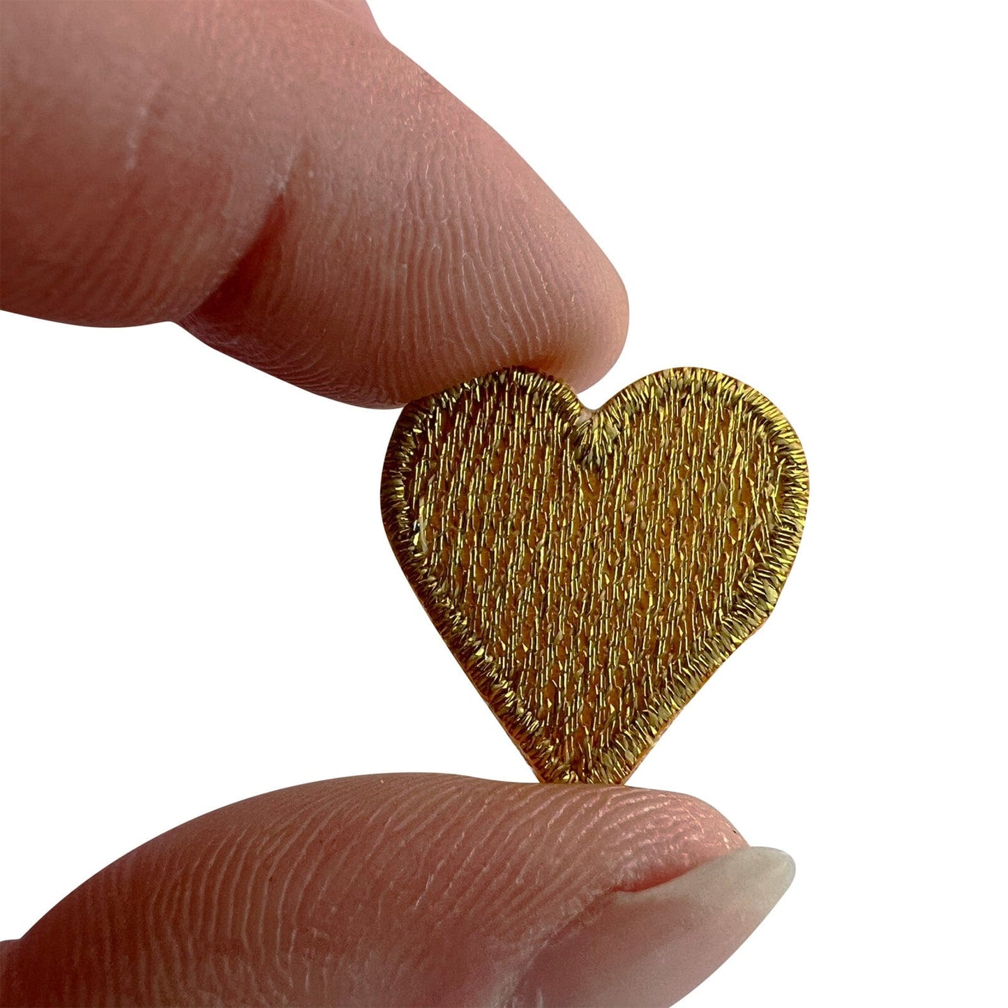 5 X Mini Gold Love Heart Patches Iron Sew On Cloth Small Hearts Tiny Badge Patch