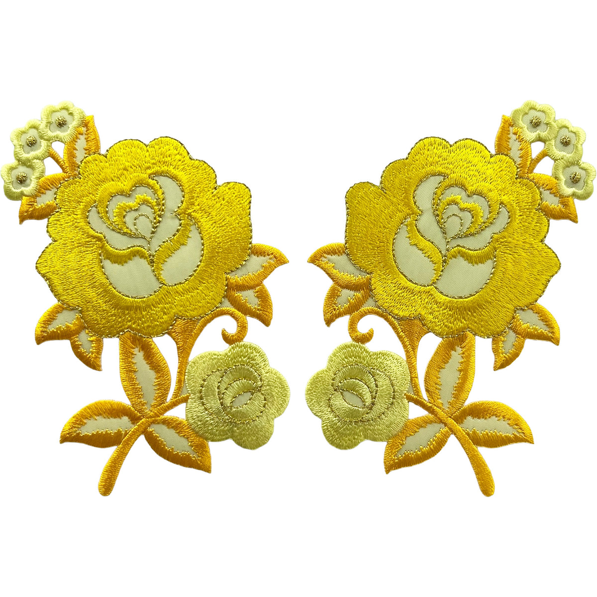 Pair of Yellow Flower Patches Iron Sew On Dress TShirt Skirt Flowers Patch Badge