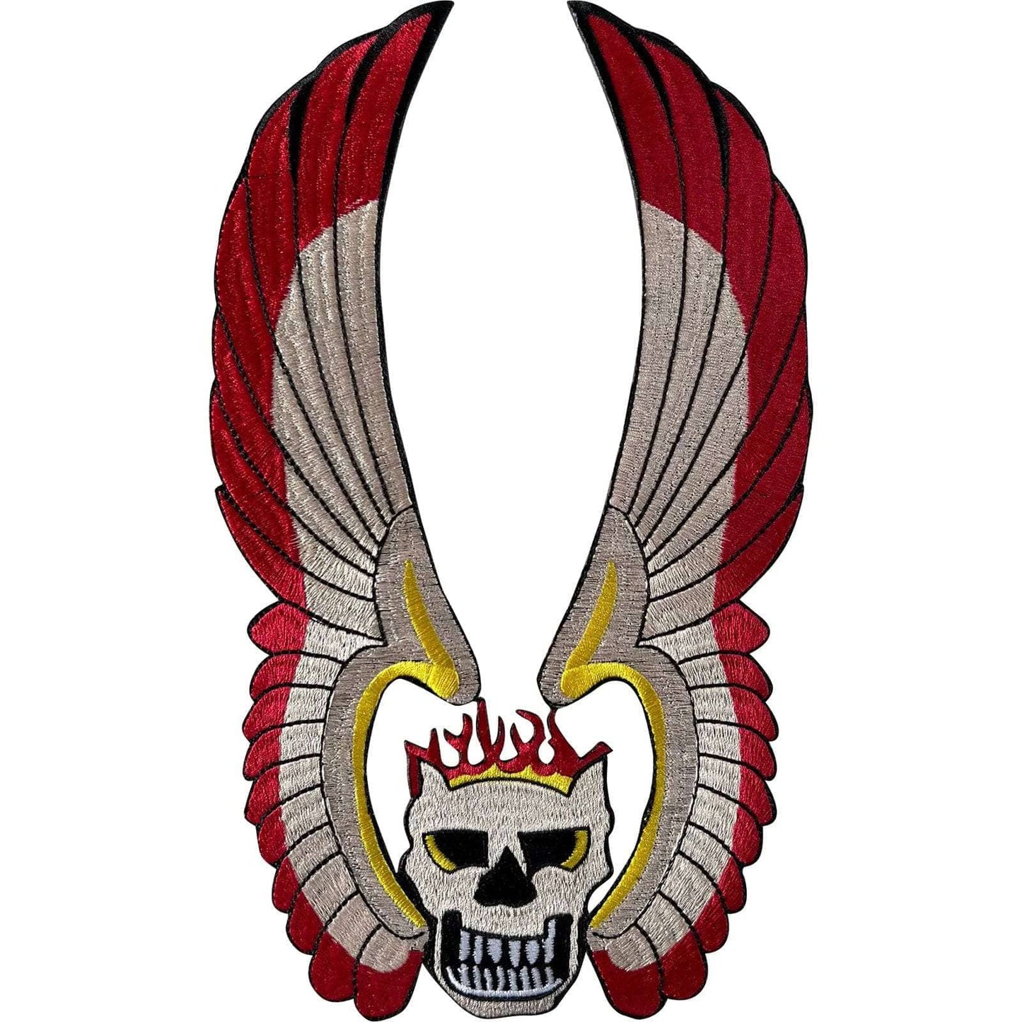 Big Large American Indian Feather Wings Skull Patch Iron Sew On Embroidery Badge