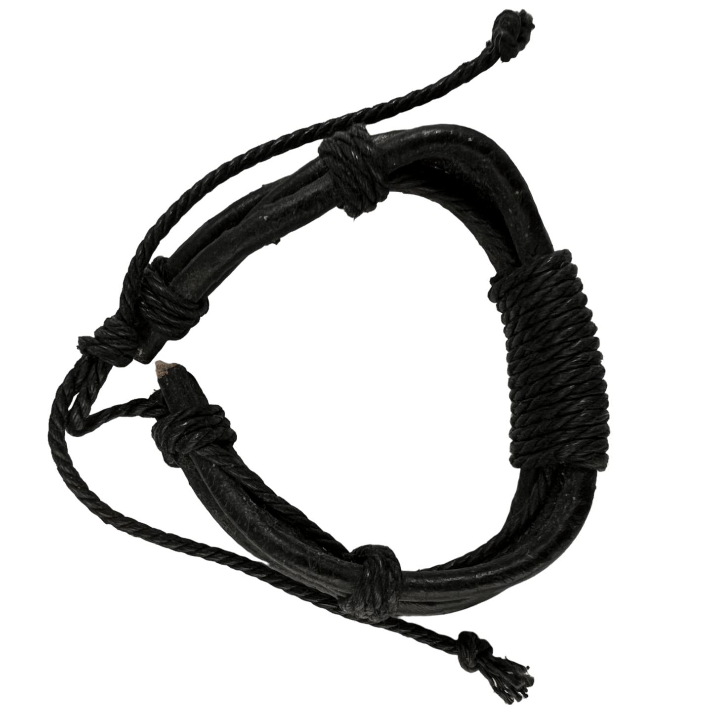 Black Leather Bracelet Wristband Bangle Mens Womens Gothic Punk Tribal Jewellery