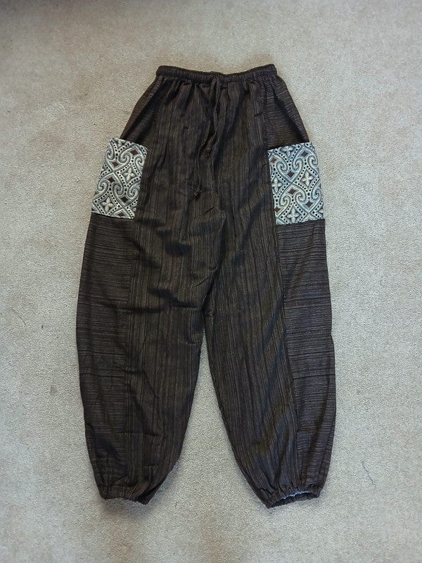 Brown Harem Pants Lightweight Summer Holiday Travel Mens Womens Hippy Trousers