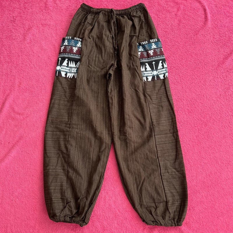Brown Trousers Wide Leg Fit Hippie Baggy Harem Pants Thai Joggers Mens Womens