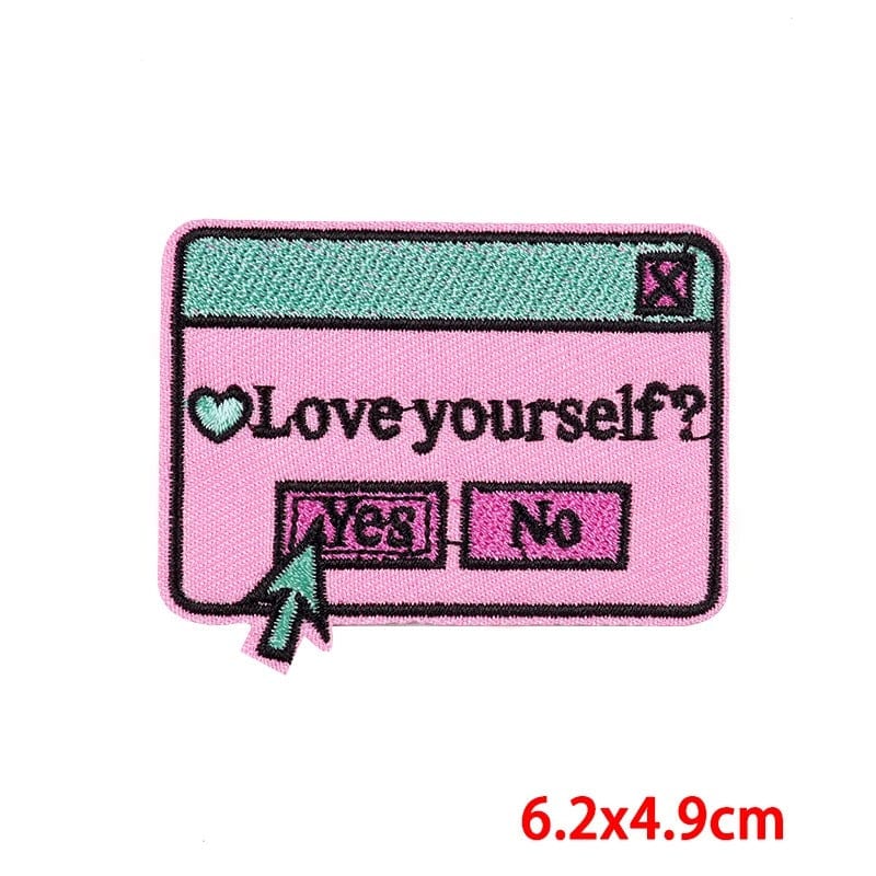 Computer PC Heart Love Yourself Patch Sew Iron On Clothes Bag Embroidered Badge