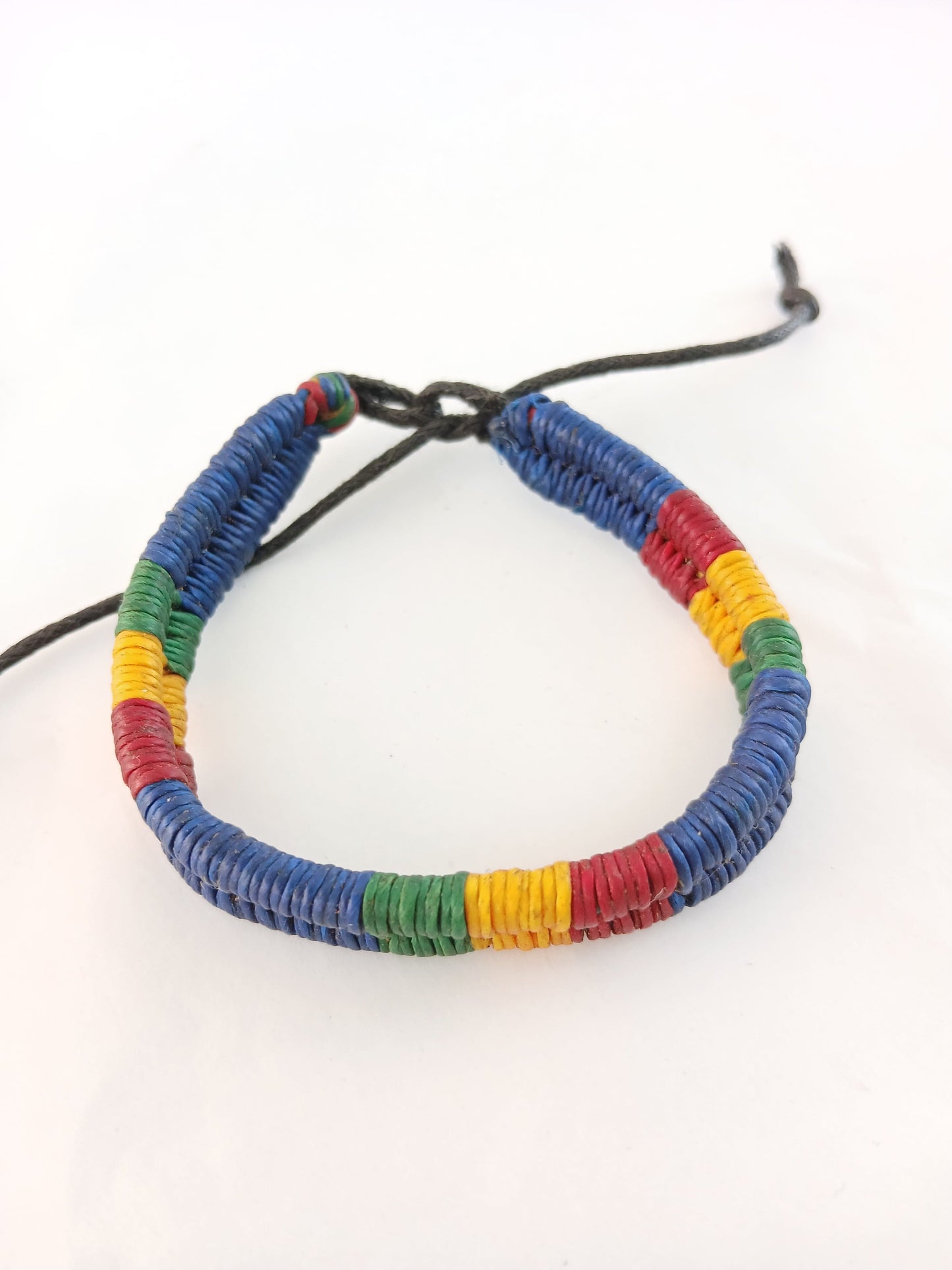 Cotton waxed bracelet blue Rasta hippie jewellery wristband for unisex