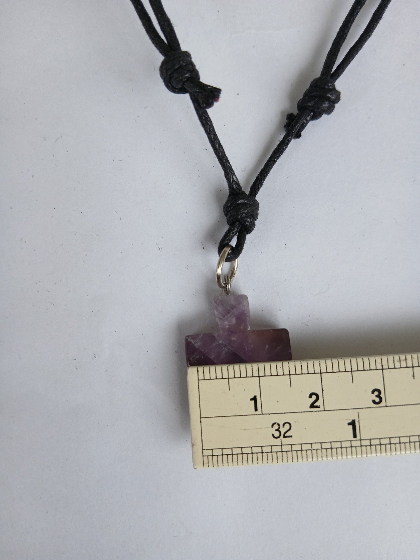 Cross Amethyst gemstone crystal pendant necklace charm choker black adjustable cord