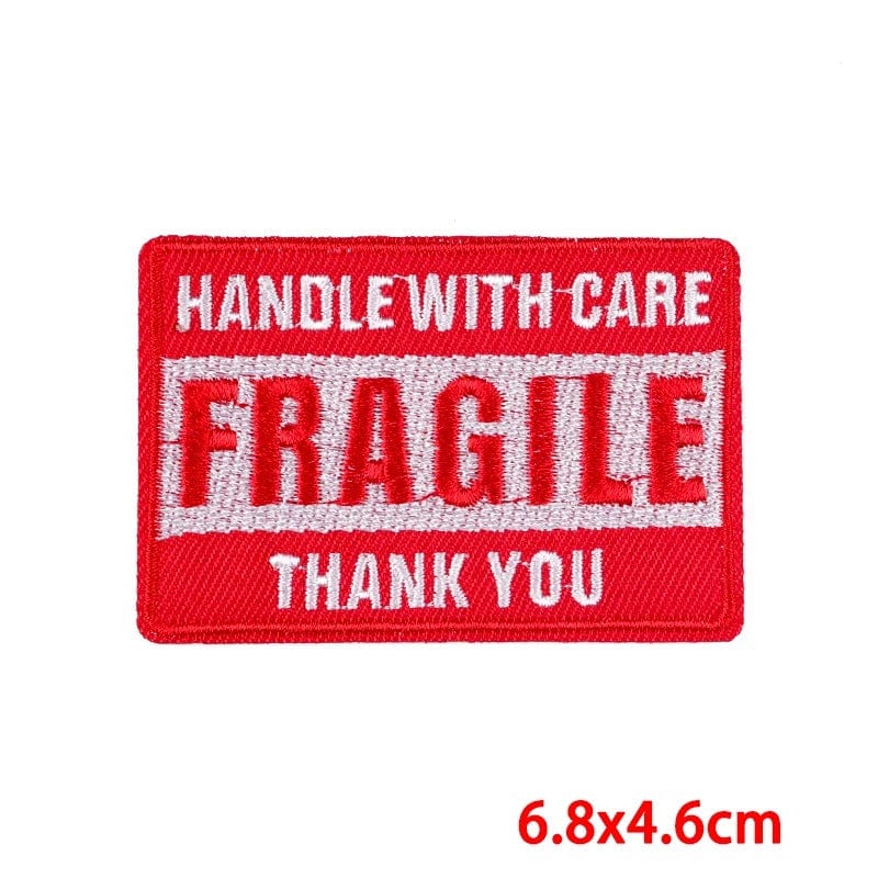 Fragile Handle With Care Thankyou Patch Iron Sew On Clothes Crafts Badge Motif
