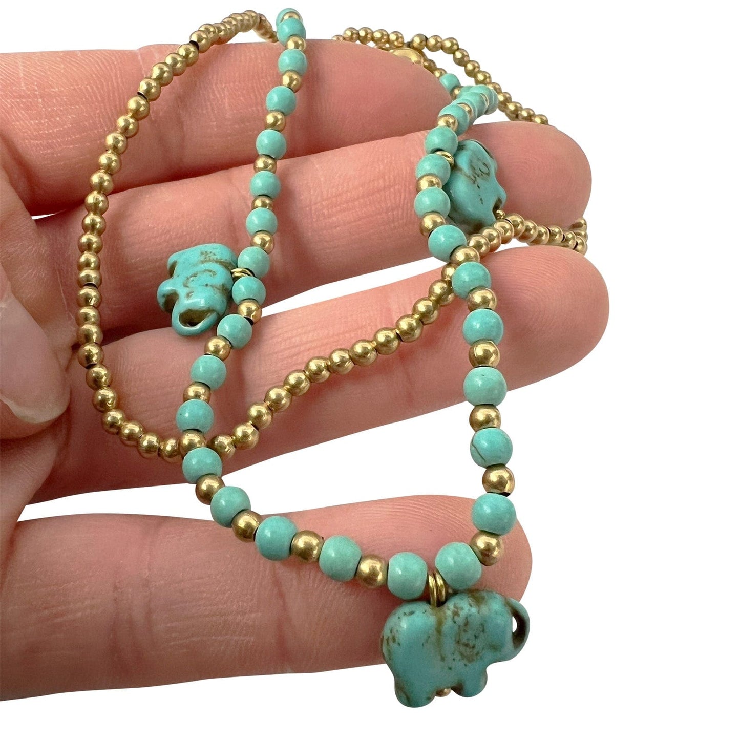 Gold Turquoise Elephant Beads Anklet Foot Chain Ankle Bracelet Womens Jewellery
