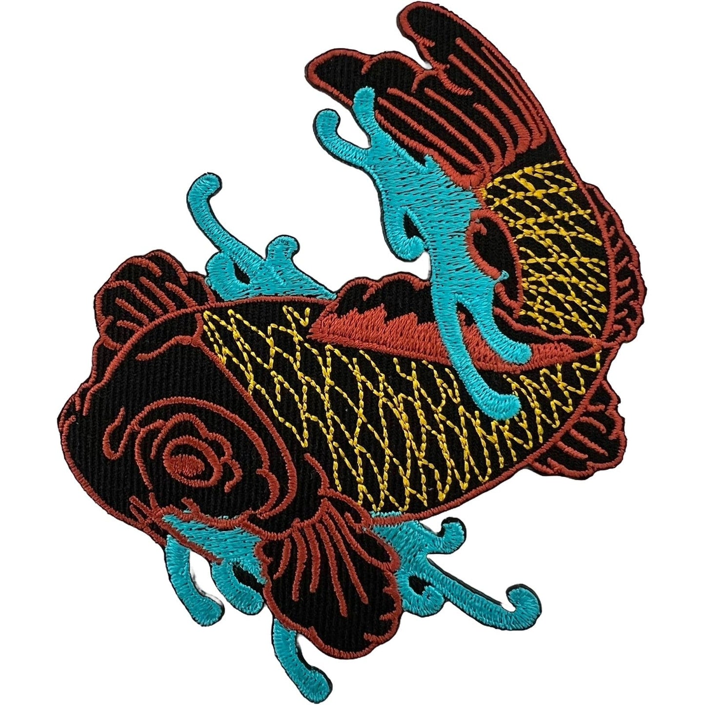 Koi Carp Fish Patch Iron Sew On Clothes Bag Denim Jeans Jacket Embroidered Badge