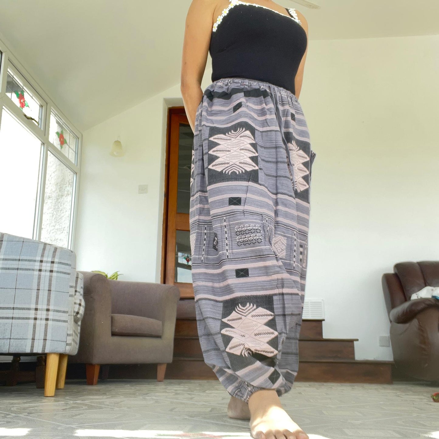 Mens Womens Thai Harem Pants Genie Gypsy Aladdin Hippie Yoga Cotton Trousers