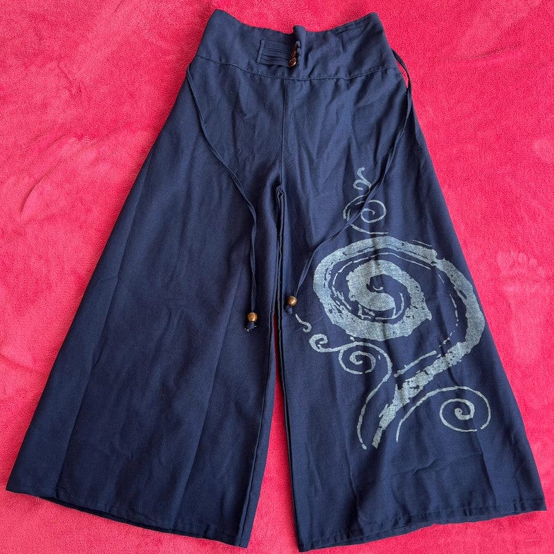Navy Blue Wide Leg Palazzo Harem Pants Womens Ladies Baggy Thai Summer Trousers