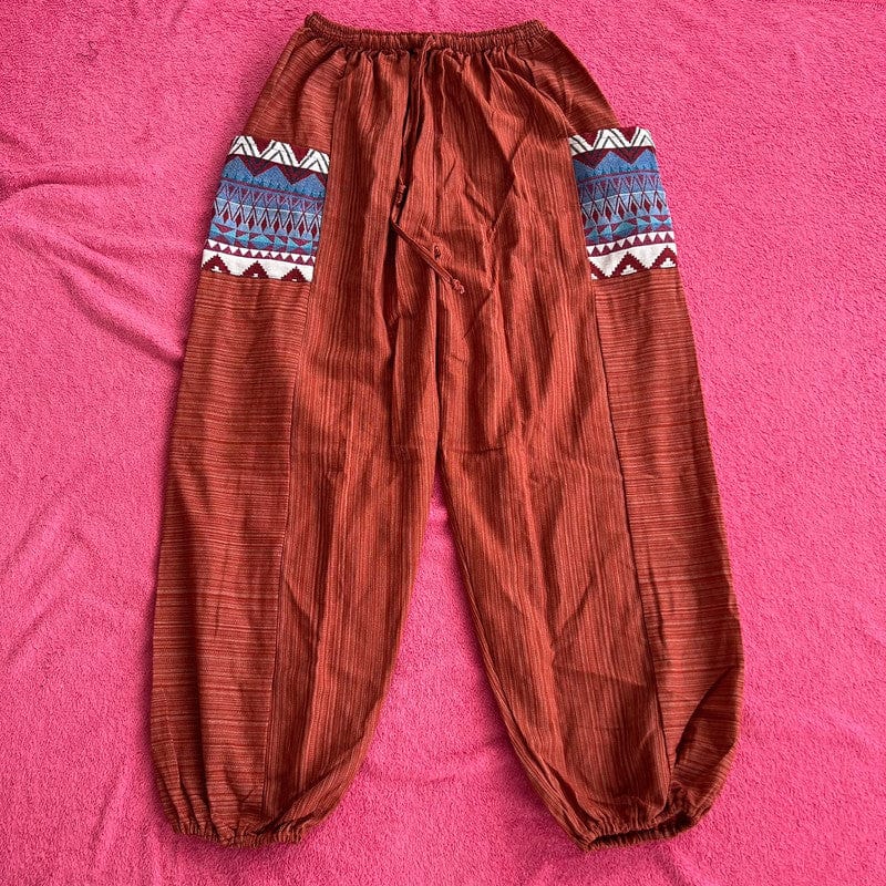 Red Cotton Trousers Wide Leg Thailand Harem Summer Holiday Pants Mens Ladies
