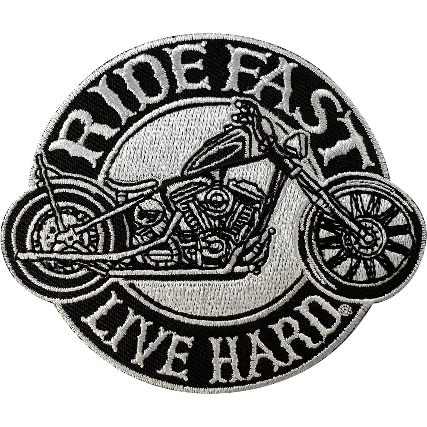 Ride Fast Live Hard Patch Iron On Sew On Motorcycle Motorbike Jacket Biker Badge
