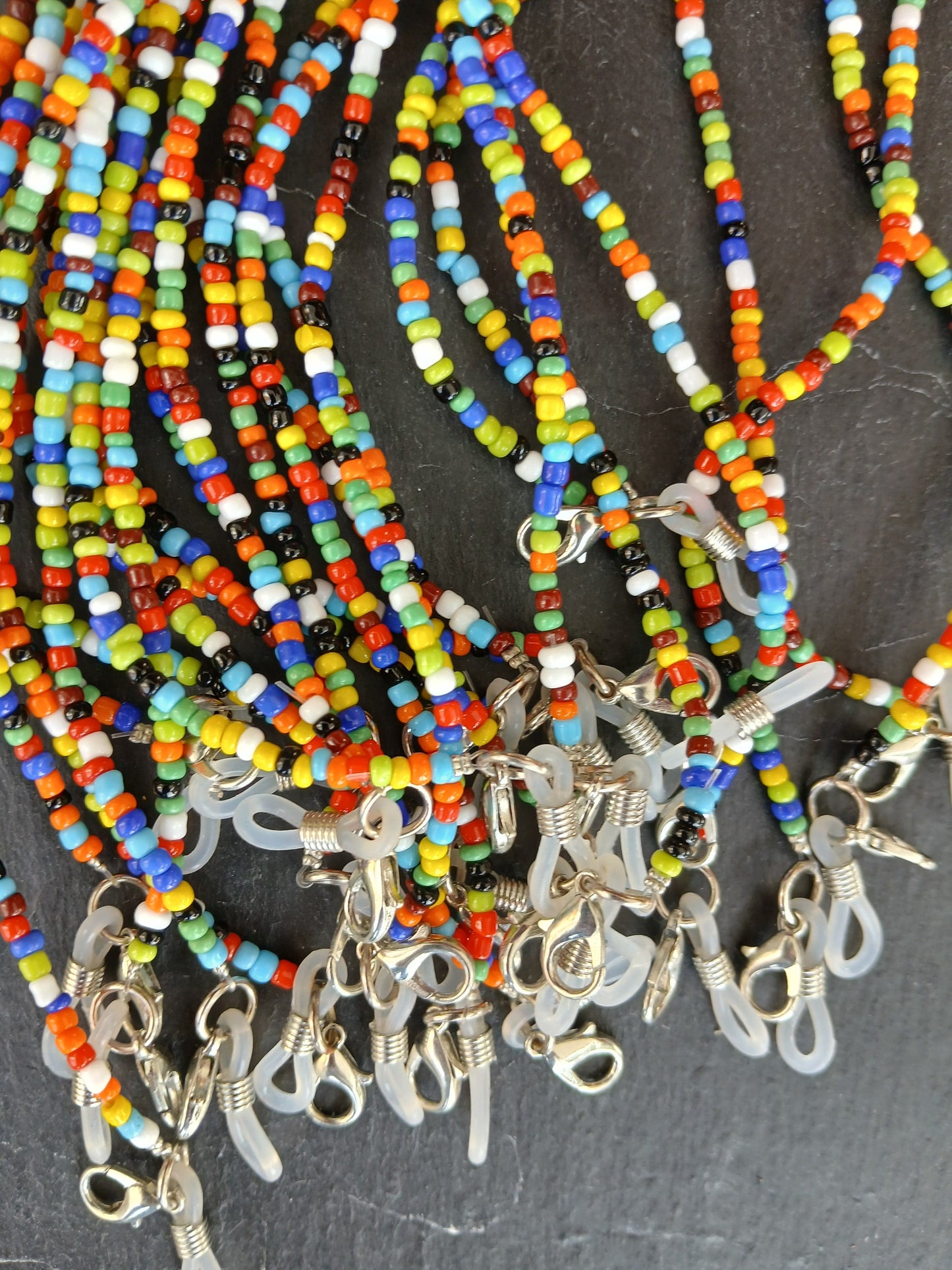 Sunglasses colourful bright beads chain glasses strap and accessories