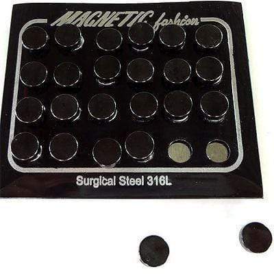 1 x Pair of Magnetic Clip On Black Stud Earrings Mens Womens Ladies Girls Boys 1 x Pair of Magnetic Clip On Black Stud Earrings Mens Womens Ladies Girls Boys