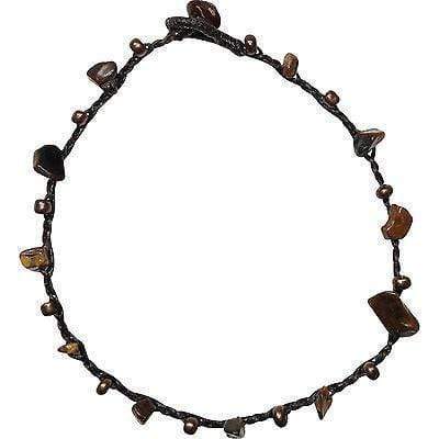 Ankle Bracelet Brown Stone Beads Foot Anklet Chain Mens Womens Feet Jewellery