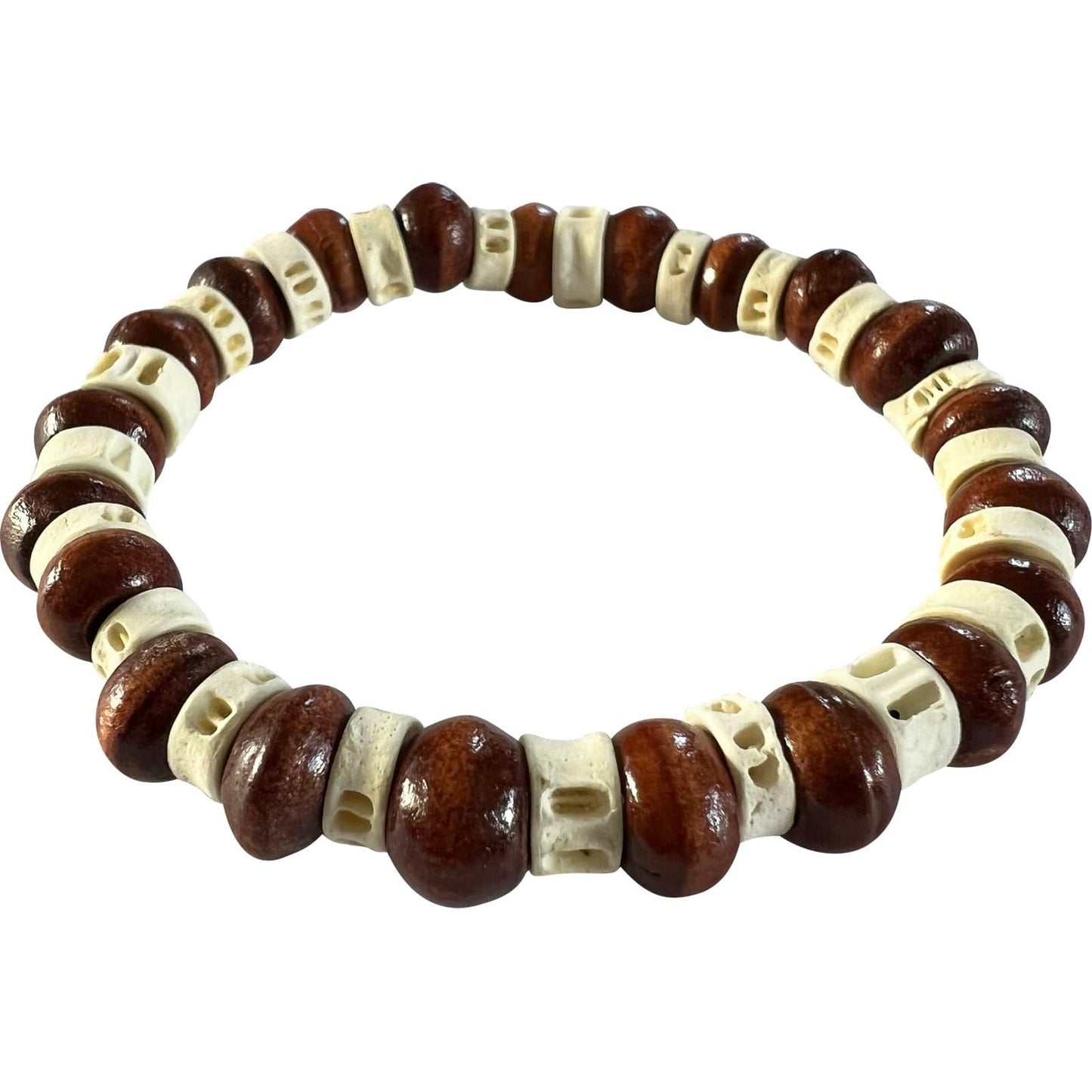Beaded Wood Bracelet Wristband Bangle Mens Womens Wooden Bead Handmade Jewellery