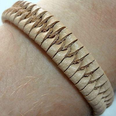 Beige Leather Bracelet Wristband Bangle Mens Womens Boys Girls Surfer Jewellery