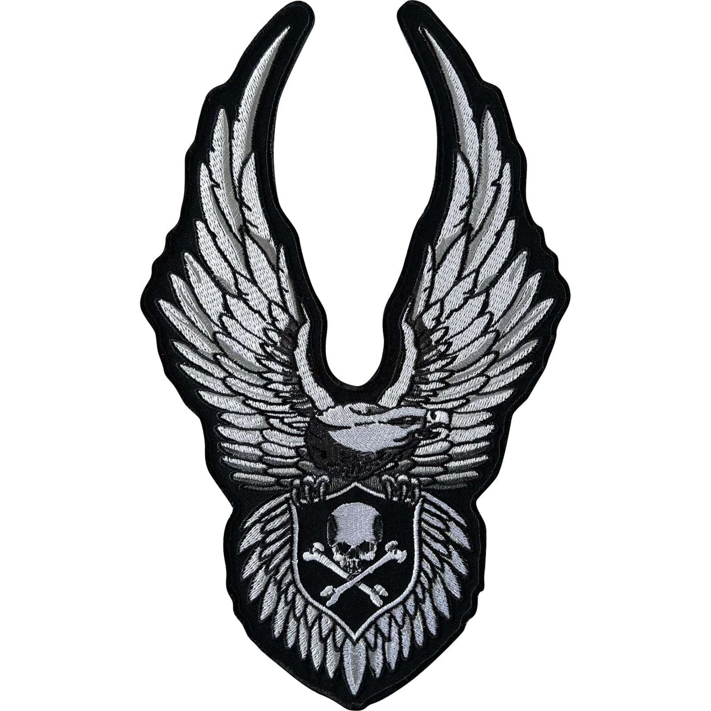 Big Large Eagle Skull and Crossbones Patch Iron Sew On Clothes Embroidered Badge