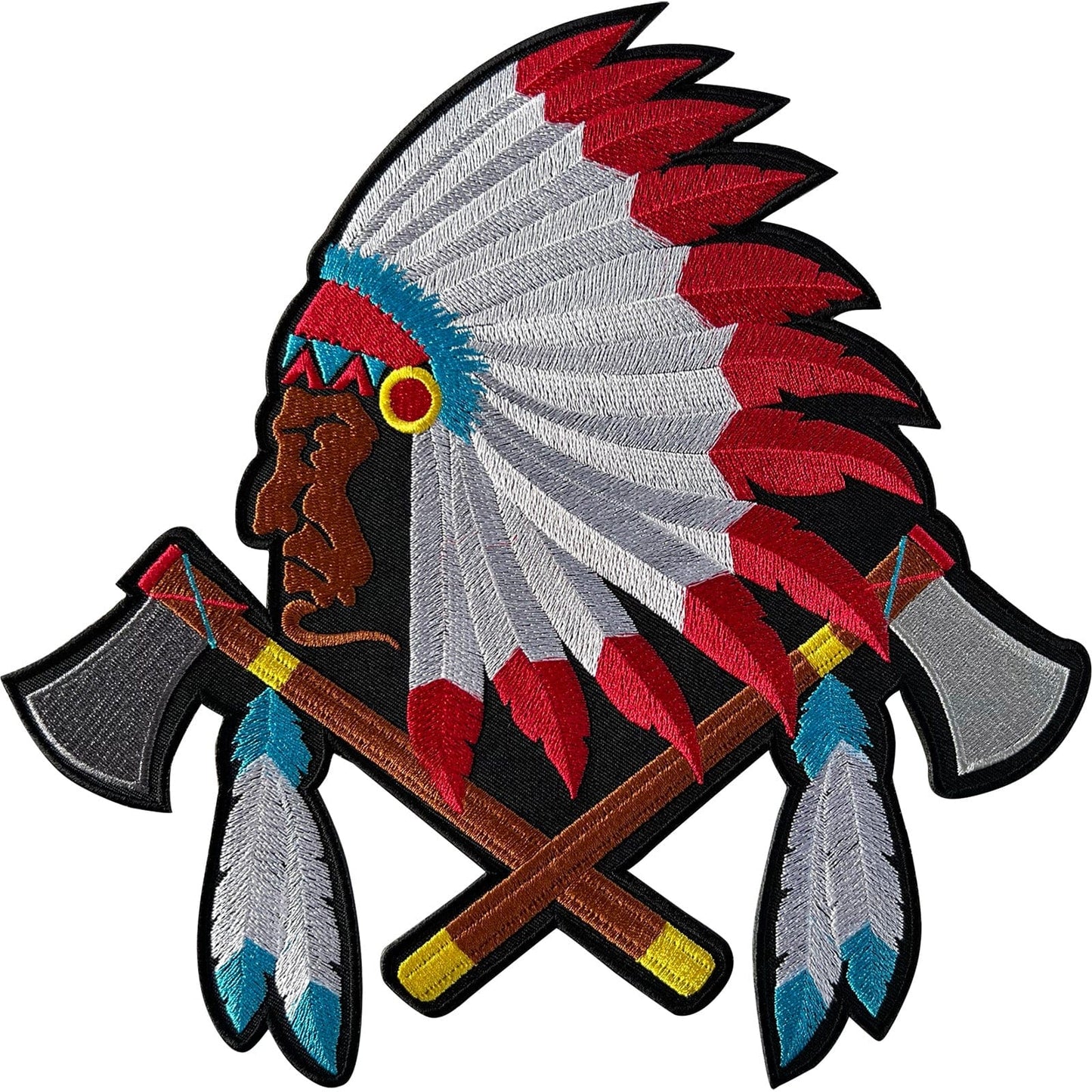 Big Large Indian Back Patch Feather Tomahawk Jacket Clothes Embroidery Applique