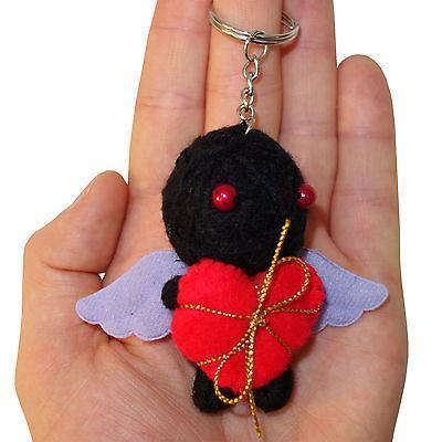 Black Cherub Cupid Purple Wings Red Love Heart Voodoo Doll Keyring Toy Bag Charm Black Cherub Cupid Purple Wings Red Love Heart Voodoo Doll Keyring Toy Bag Charm