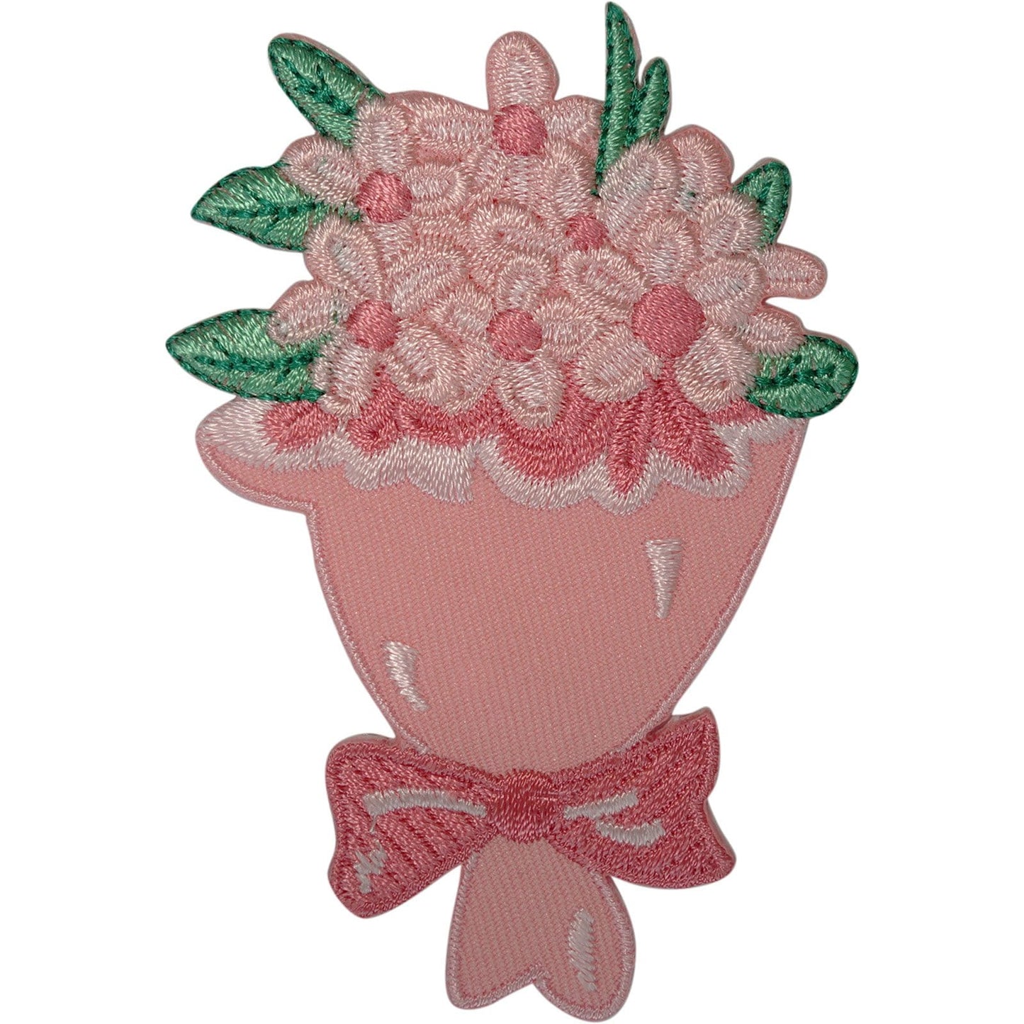 Bouquet of Pink Flowers Patch Iron Sew On Clothes Arts Crafts Embroidered Badge