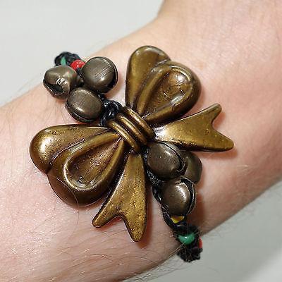 Bow Jingle Bells Wristband Friendship Charm Bracelet Bangle Womens Girls Ladies