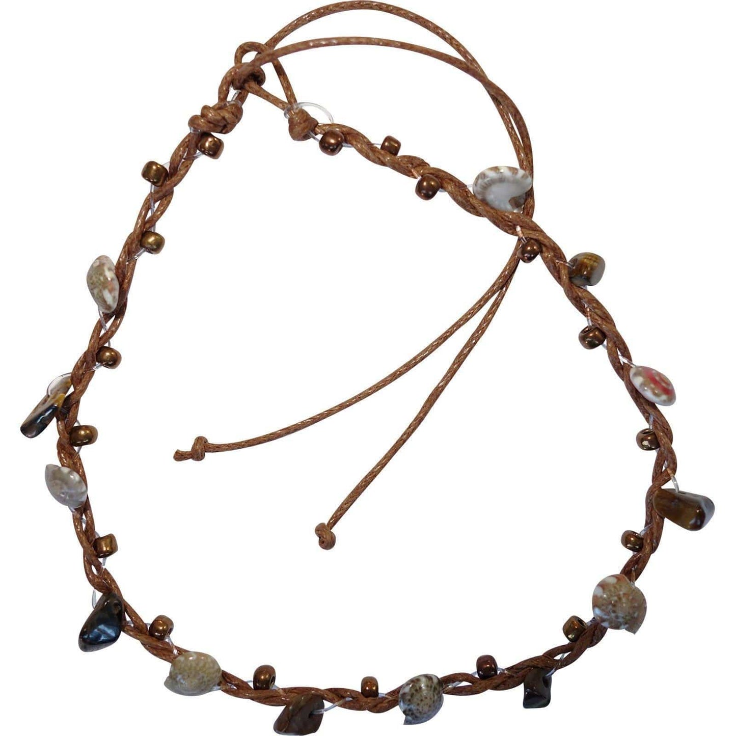 Brown Anklet Ankle Bracelet Foot Chain Womens Girls Shell Stone Beaded Jewellery