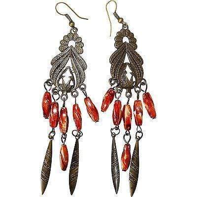 Brown Bronze Beads Dangle Drop Hook Earrings Womens Kids Girls Ladies Jewellery