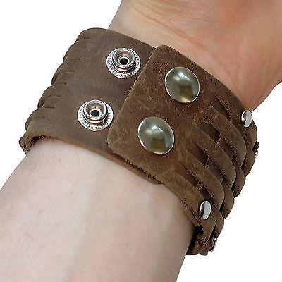 Brown Leather Bracelet Wristband Bangle Mens Womens Ladies Girls Boys Childrens