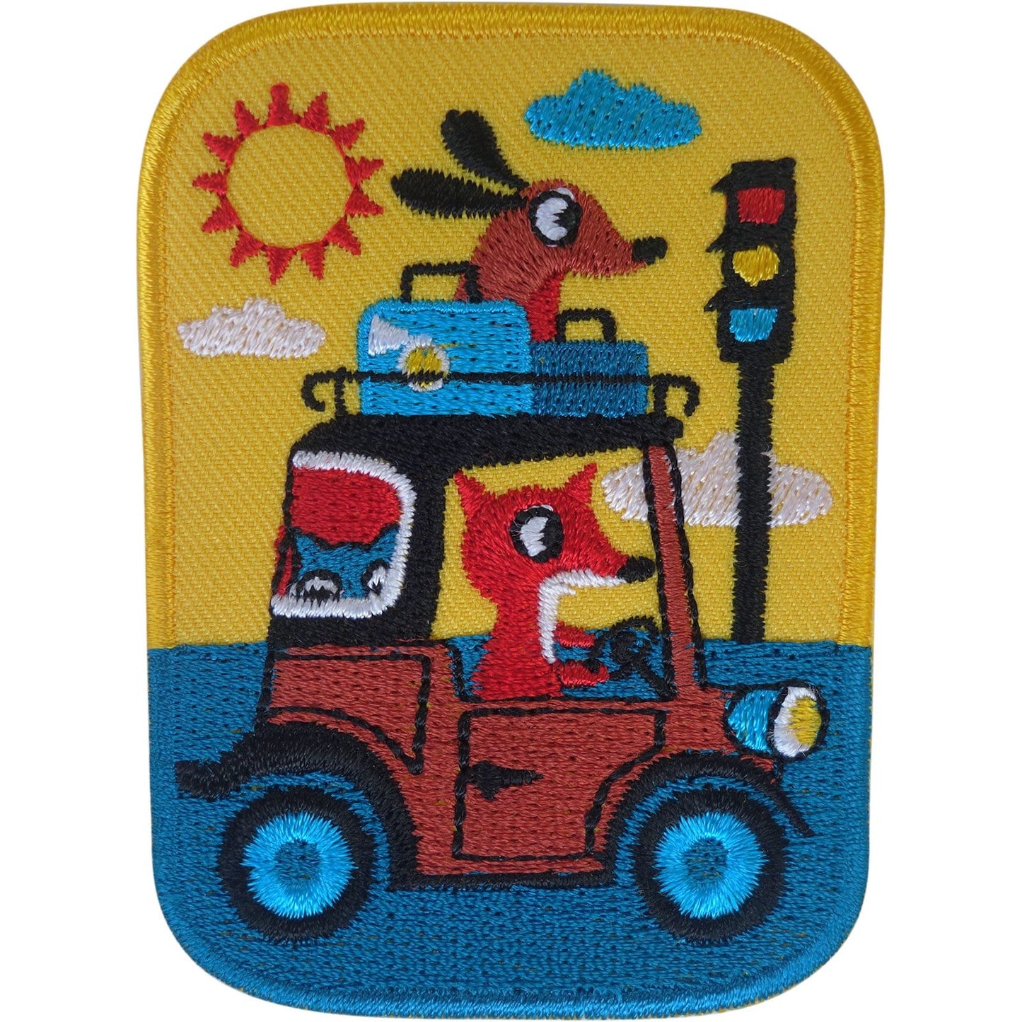 Cat Dog Fox Car Holiday Patch Iron Sew On Clothes Travel Sun Embroidered Badge