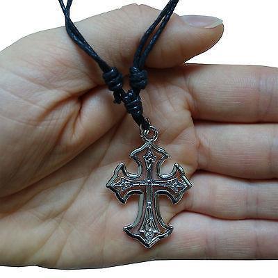 Christian Cross Pendant Chain Necklace Choker Silver Tone Ladies Mens Girls Boys Christian Cross Pendant Chain Necklace Choker Silver Tone Ladies Mens Girls Boys