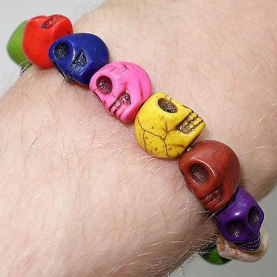 Elastic Skull Charm Bead Bracelet Wristband Bangle Ladies Womens Girls Jewellery