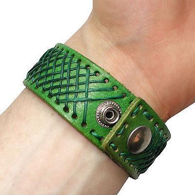 Green Leather Cuff Bracelet Wristband Bangle Mens Womens Ladies Girls Boys Kids Green Leather Cuff Bracelet Wristband Bangle Mens Womens Ladies Girls Boys Kids