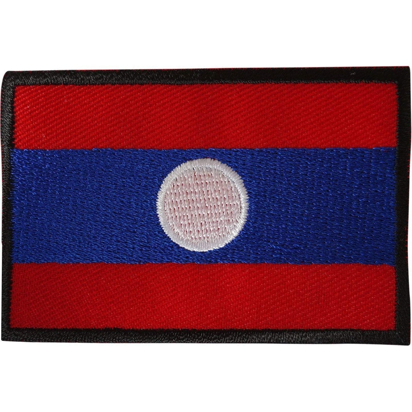 Laos Flag Patch Iron On Sew On Clothes Lao Embroidery Badge Embroidered Applique