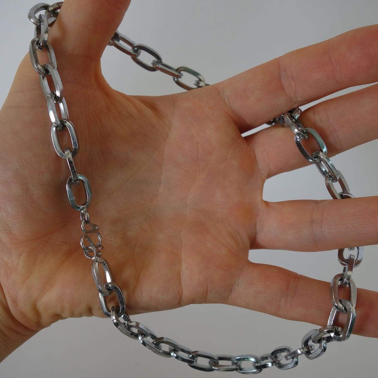 Mens Silver Tone Solid Steel Curb Chain Necklace Heavy Thick Metal Mans Jewelry Mens Silver Tone Solid Steel Curb Chain Necklace Heavy Thick Metal Mans Jewelry