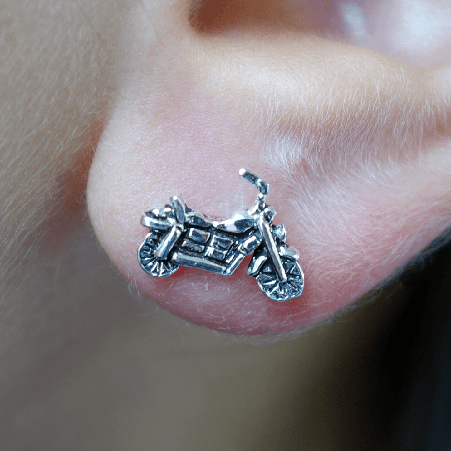 Pair 925 Sterling Silver Motorbike Stud Earrings Motorcycle Ear Studs Jewellery