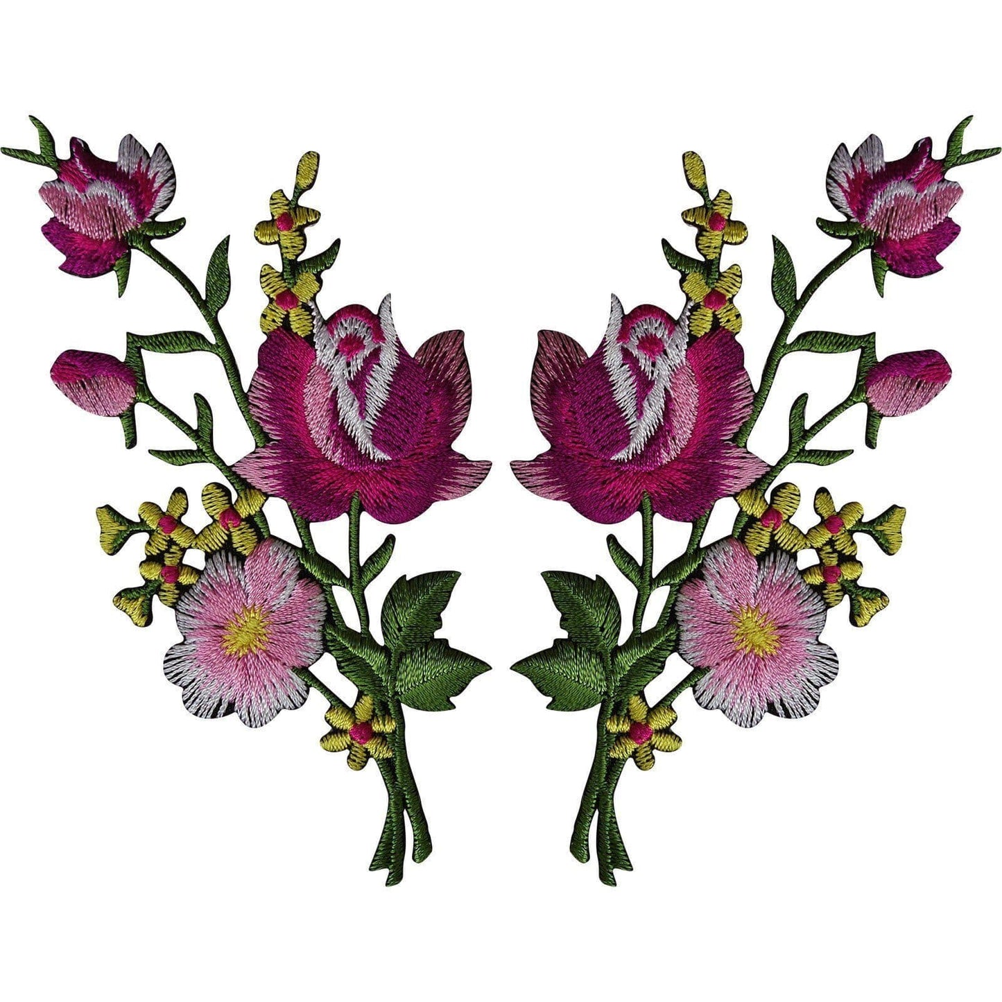 Pair of Flower Embroidered Patches Iron Sew On Embroidery Patch Arts and Crafts