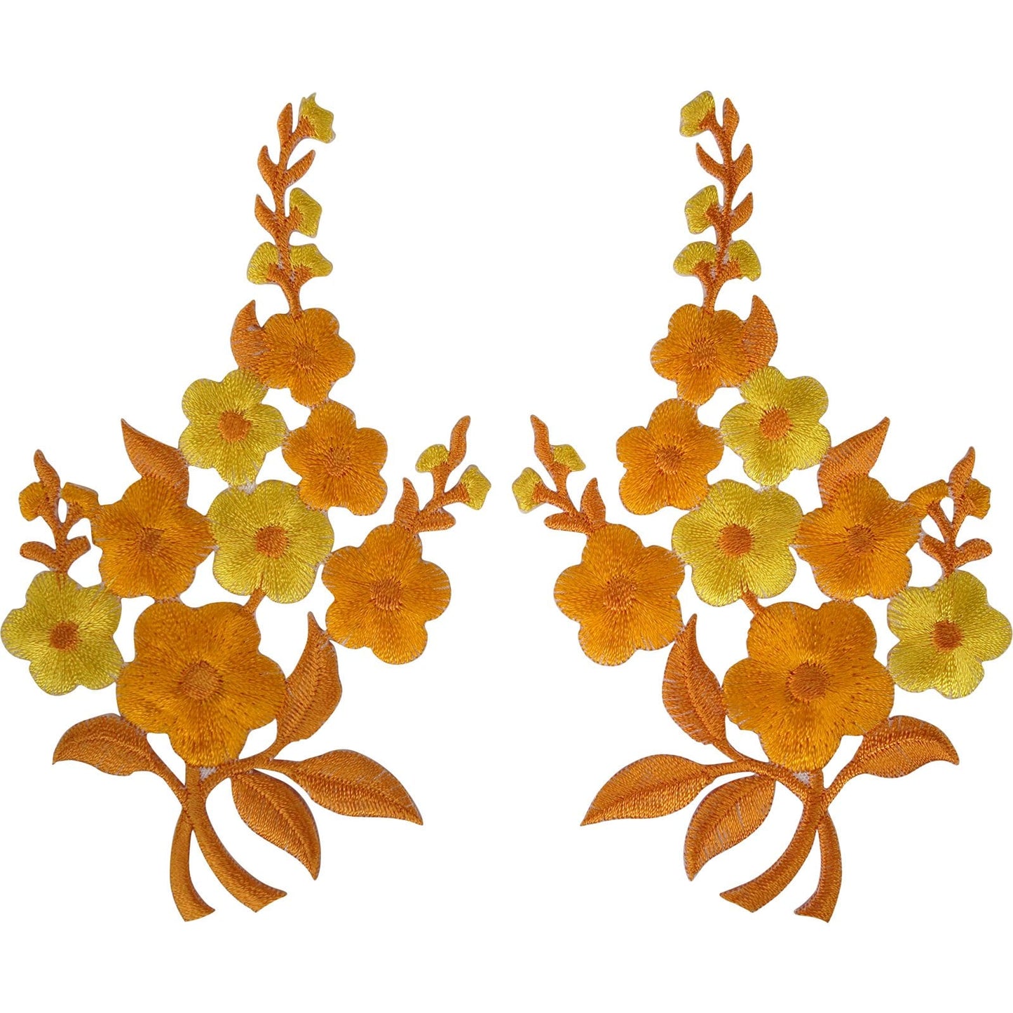 Pair of Flower Patches Iron On Sew On Embroidered Patch Badge Floral Embroidery