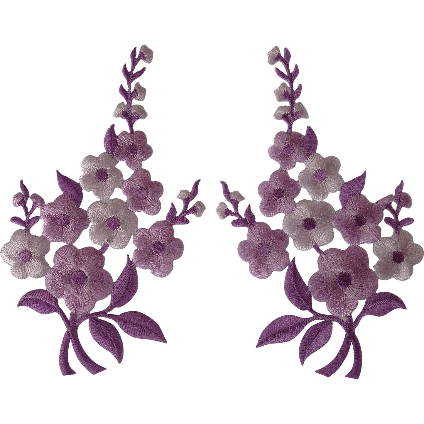 Pair of Flower Patches Iron Sew On Clothes Embroidered Patch Badge Floral Crafts