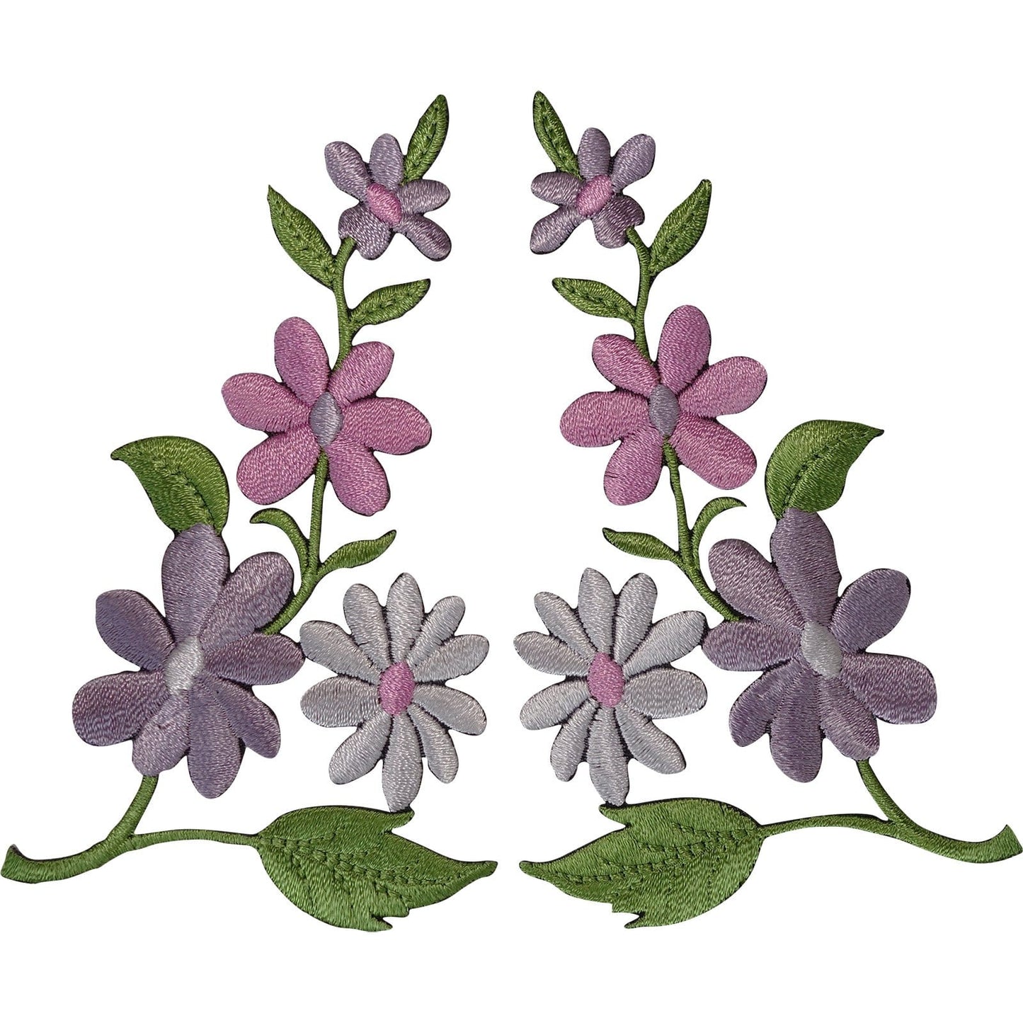 Pair of Flower Patches Iron Sew On Jeans Bag Embroidery Arts Crafts Patch Badges