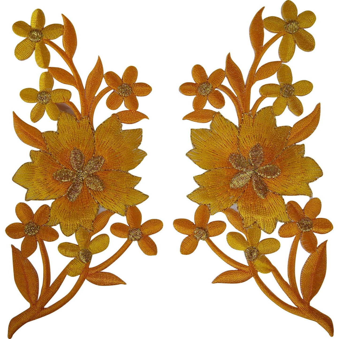 Pair of Flower Patches Iron Sew On T Shirt Denim Jeans Dress Patch Flowers Badge