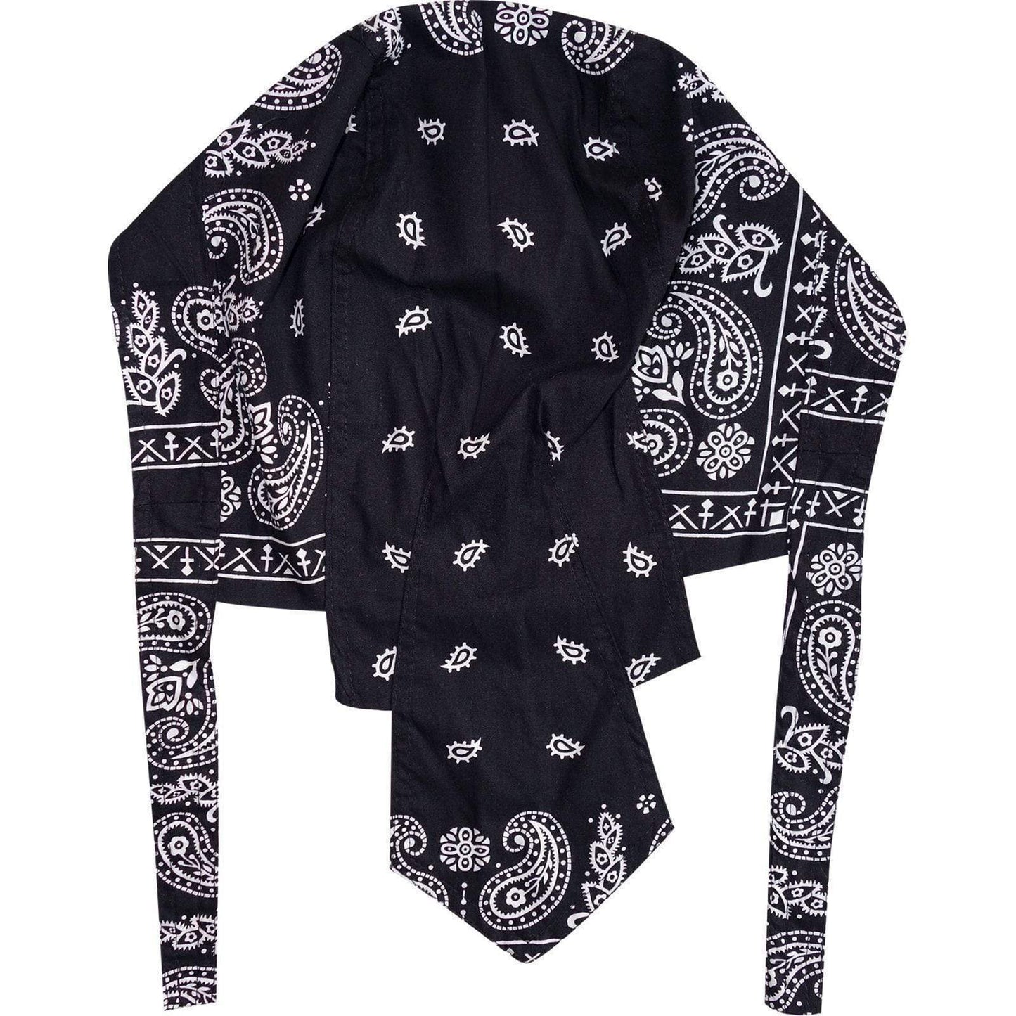 Paisley Leaf Black Bandana Biker Durag Walking Chef Kitchen Gym Zandana Hat Cap