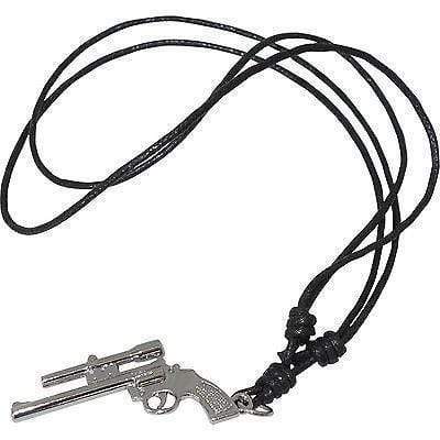 Pistol Gun Sight Pendant Black Cord Chain Necklace Mens Boys Mans Silver Colour Pistol Gun Sight Pendant Black Cord Chain Necklace Mens Boys Mans Silver Colour